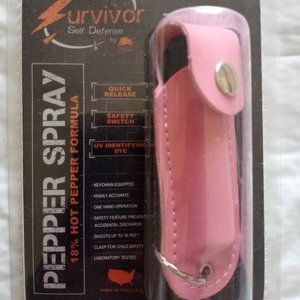 Self Defense Pepper Spray Pink Keychain Holder